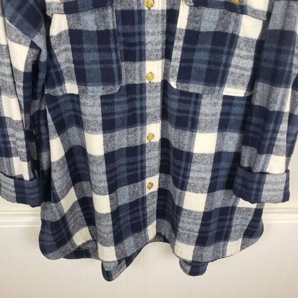 Men's Plus Size Banana Republic Blue Plaid Flannel Button Up Shirt Size 3X - Picture 7 of 10
